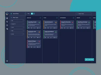 Kanban Board Design dark mode dark ui dashboad dashboard design kanban product design ui ui ux uidesign ux uxdesign visual design webapp webapp design