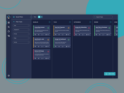 Kanban Board Design dark mode dark ui dashboad dashboard design kanban product design ui ui ux uidesign ux uxdesign visual design webapp webapp design