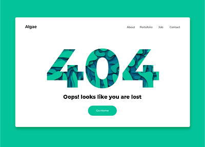 404 Page 404 404 error 404 error page 404 page algae blue dailyui deepsea green lost minimalist papercut sea ui uidesign uiux ux uxdesign web webdesign