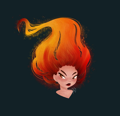 Fire girl character art character concept characterdesign concept art fire fire girl flames girl girl drawing illustration visual development woman