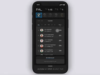 Fantasy Sports App: Queue analytics animation app data hockey ios mobile sports ui