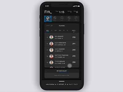 Fantasy Sports App: Menu animation app data drag invision studio ios mobile sports ui