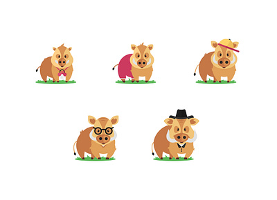 Wild boar life flat icon icon design icon set illustration vector