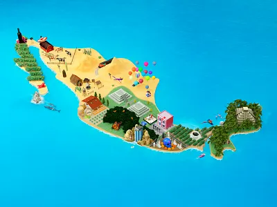 Mexico Highlights Map 3d art chili day of the dead digital art map maps mariachi mexico world