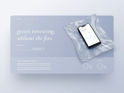 Simple.io waitlist concept acorns animation clean ui figma fintech goodments green invest investing app landing page launching soon minimal minimalism robinhood simple stake ui waitlist web design webflow