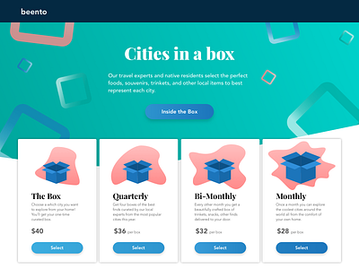 Pricing Options | beento 030 beento card dailyui design destinations pricing travel trips ui ux