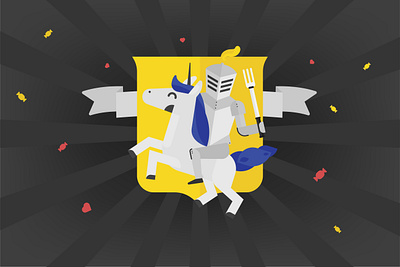 Knight and unicorn flat icon illustration vector