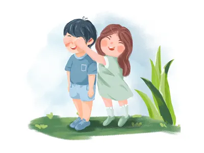 Illustration boy friendship girl illustration