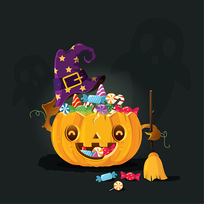 Pumkin vs sweet Candy background candy design halloween illustration illustrator pumkin