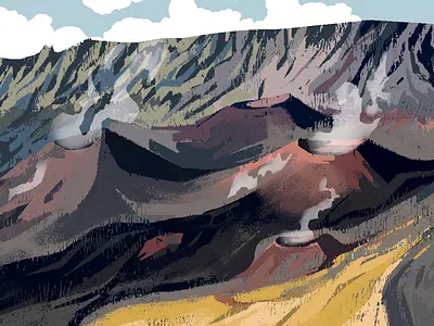 Volcano Park background design color concept art digital art editorial illustration environment environment design illustration narrative visual development