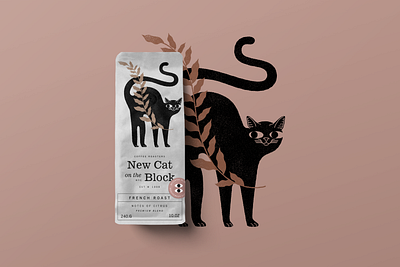 New Cat on the Block - Coffee Packaging animals blackcat cafe cat cats coffee design graphicdesign illustration package package design packaging packaging design packagingdesign plant plants roasters