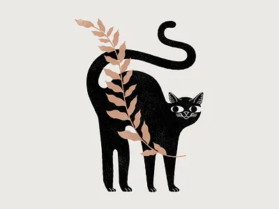 New cat on the block botanic branding cat cats design illustration kitten lineal logo mystic plant plants