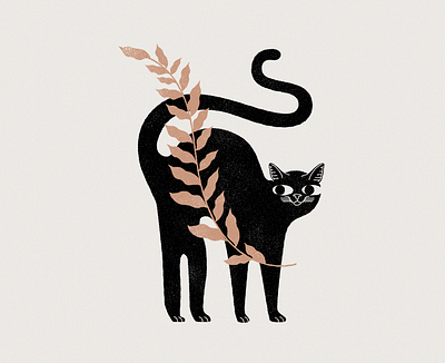 New cat on the block botanic branding cat cats design illustration kitten lineal logo mystic plant plants