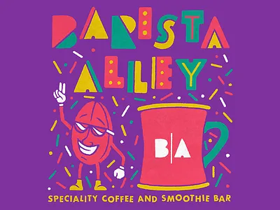 Barista Alley brand and identity coffee design folkart hand drawn hand lettering illustration logo typography vector