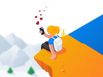 Girl on Cliff cliff girl hiker isometric likes nature outdoors selfie technology