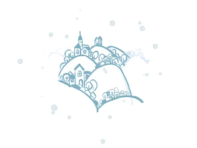 Village in moutains cute art design house illustration illustration art mountain village