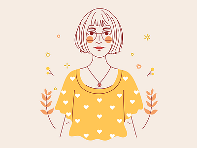 My sister branding design flat flower girl icon illustration love summer