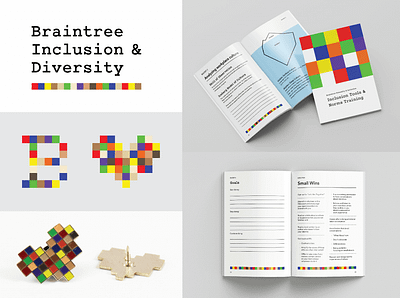 Diversity and Inclusion Brand Identity brand identity branding color palette diversity and inclusion fitzpatrick scale grid logo modular pride rainbow skin tone training visual identity workbook