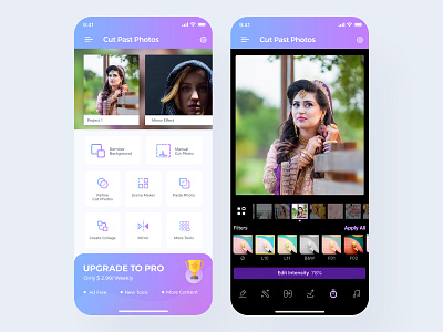 Photo Editing App UI app dark darkui editing filter minimal photo photos ui