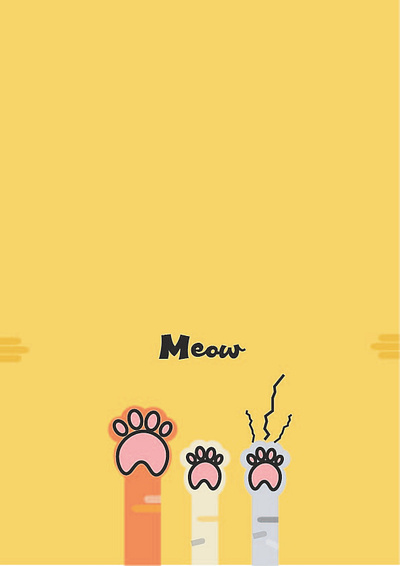 Kucing meong animation cat cats cream design grey illustration legs meow meowth paw paws pink yellow yellowstone