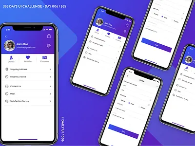 365 DAYS UI CHALLENGE - DAY 006, #uidesign006 app app design dailyui 006 menu navigation profile purple shot ui ui design uiux
