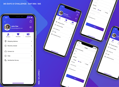 365 DAYS UI CHALLENGE - DAY 006, #uidesign006 app app design dailyui 006 menu navigation profile purple shot ui ui design uiux