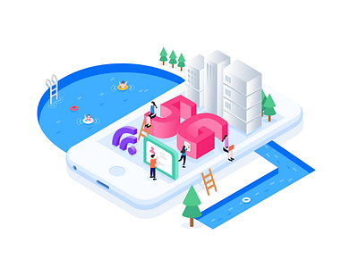 2.5D illustration design illustration ui web