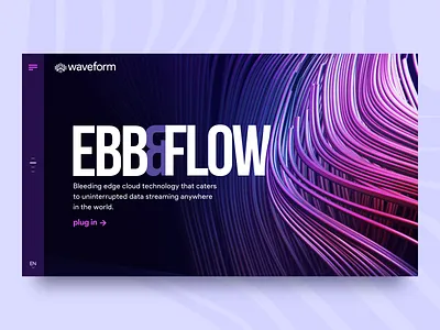 Waveform landing page concept 3d animation 3d modeling adobexd banners blender blender3d lines logo particles rapidgems rapidgemsstudio ui uiconcept website