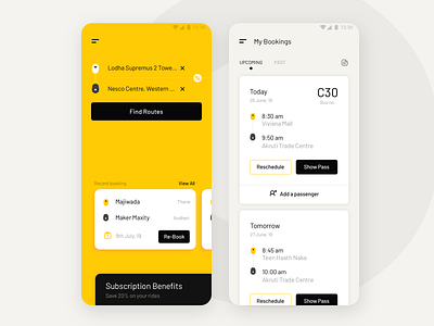 Booking a bus ride - Ux-UI 17seven android app booking app bus ride clean ui ios app mobile app mobile app design startup ui design ux design