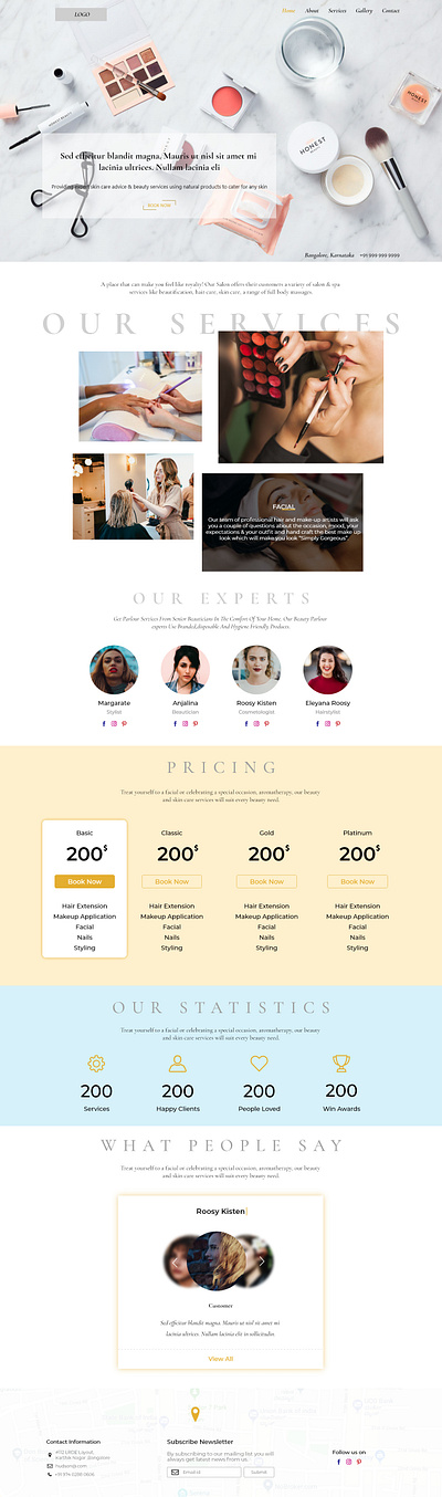 Salon booking - testimony design ui ux webpagedesign