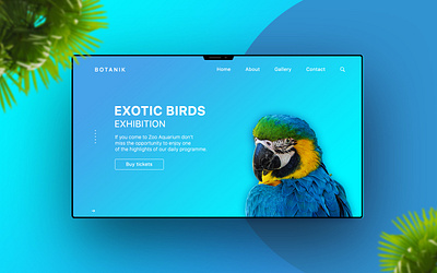 Exotic Bird Exhibition / Landing Page concept birds blue design education exhibition firstscreen firstshot landing photoshop ui ux web webdesign white