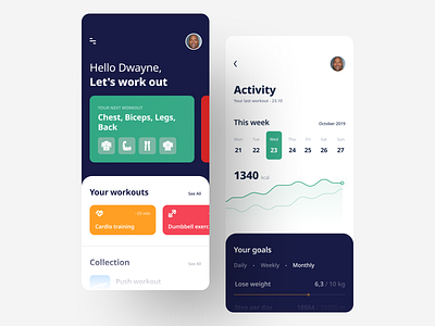 Fitness App app dashboard fitness fitness app fitness tracker ios mobile ui white workout app workout tracker workouts
