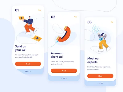Miquido Onboarding Screens design app job app job finder mobile design ui uidesign ux