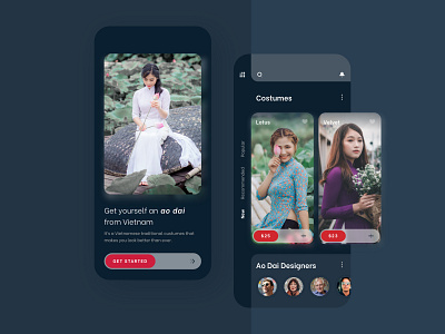 Áo dài Ecommerce Application - Dark Mode app dark mode design ecommerce fashion home screen smartphone traditional ui ux
