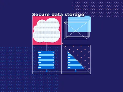 Secure data storage big data data storage flat geometric illustrations for the site vector