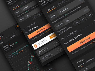 Limit order mobile responsive application bitcoin blockchain chart coin crypto dark theme kyberswap limit order mobile
