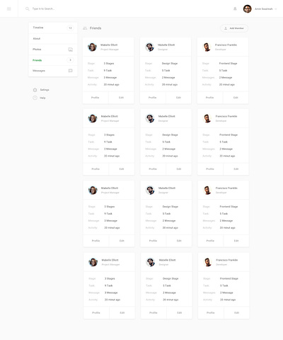 Friends - UI and UX adobe illustrator adobe photoshop branding dashboard friends idea sketch ui ux website design website redesign wireframe