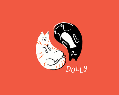 Dolly cat cats design doodle funny illo illustration lol procreate sketch ying yang