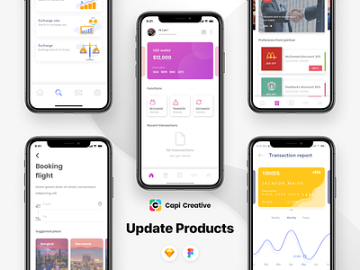 Updated Products: CenWallet and Moobank app app design creative design figma mobile sketch ui design ui kit vector