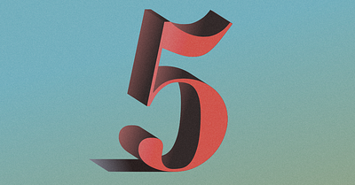 Five colors illustration lettering typography