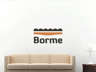 Borme upholstered furniture shop logo bench brand identity branding couch creative design furniture identity leather logo logo design mark minimal online pouf shop sofa symbol upholstered vector
