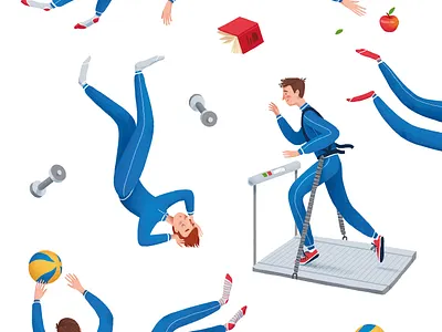 astronauts in zero gravity charachter design characterdesign illustration