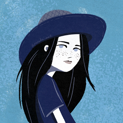 Blue hat digital art digital illustration drawing hat illustration photoshop portrait