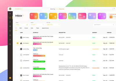 CRM Inbox UI Design dashboard ui ux