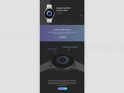 Smart Watch landing page black blue button design desktop future gradient grey inspiration landingpage purple smart smartwatch trend ui uidesign uxdesign uxui watch website