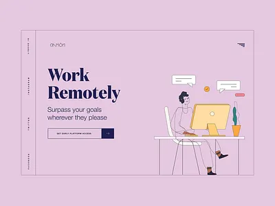 Remote Work / Digital nomads design dubai designer flat ui free psd illustration illustrations lander landing landing page landing page design minimal minimalist ui ui design website banner