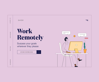 Remote Work / Digital nomads design dubai designer flat ui free psd illustration illustrations lander landing landing page landing page design minimal minimalist ui ui design website banner