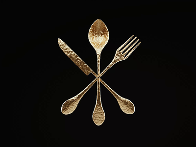 Eat 3d 3d animation animated animation blender blender3d eat eating food fork gold illustration knife metal spoon