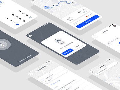 Taxi App UI Kit ae figma free freebies gif kit map map ui mapbox mobile mobile ui taxi app taxi booking app taxi kit transportation ui ui kit ux