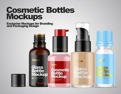 Cosmetic Bottles Mockups 3d design illustration logo mock up mockup mockupdesign pack package visualization